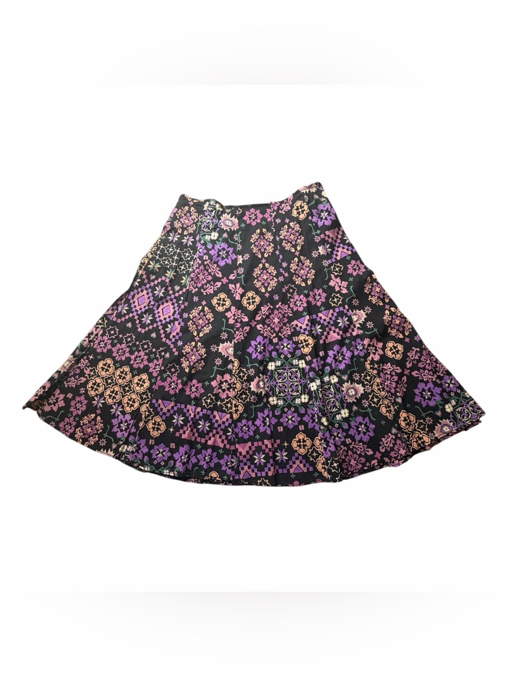 Lola P. 90s Y2K Vintage Purple Boho Chic Folk Hippie Geometric Skirt Sz PM